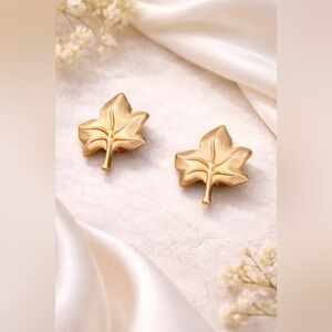 Vintage Givenchy Gold Tone Leaf Clip-On Earrings | 1.5”